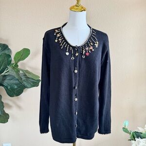 VTG Storybook Knits Charm Bracelet Sweater Cardigan Women’s M - Missing Charms